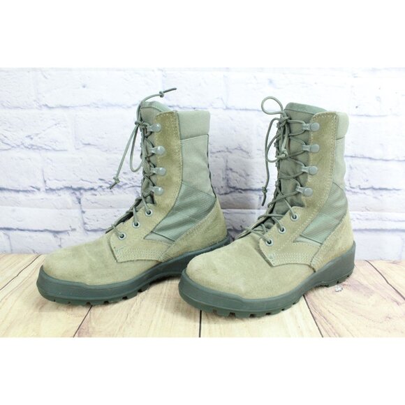 Army Military Combat Boots Sage Green Suede Steel Toe Vibram Sole Size 5.5 W - Picture 2 of 9